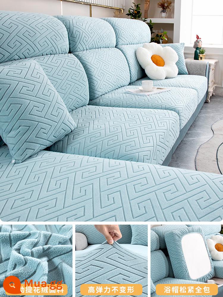 Chống Mèo Xước Ghế Sofa Dày Bao Gồm Tất Cả Đa Năng Mà Không Cần Đo Đa Năng Ghế Sofa Đệm Không Khí Cảm Giác Co Giãn bao Da - Nhịp điệu-Tĩnh lặng màu xanh