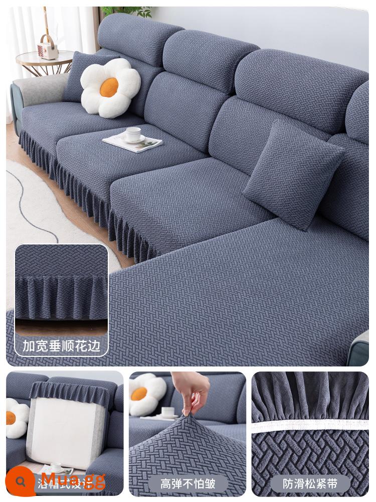 Vỏ bọc ghế sofa đa năng bao gồm tất cả các mùa váy mới đơn giản đàn hồi vải chống trượt sofa vải che bụi - Váy lông cừu cực-màu xám kim loại