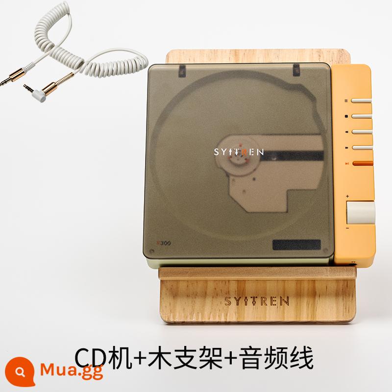 Syitren Satalin CD Inserter R300 Retro Bluetooth chất lượng cao nghe album máy CD nguyên chất di động - Trái cây xanh + khung gỗ + cáp âm thanh