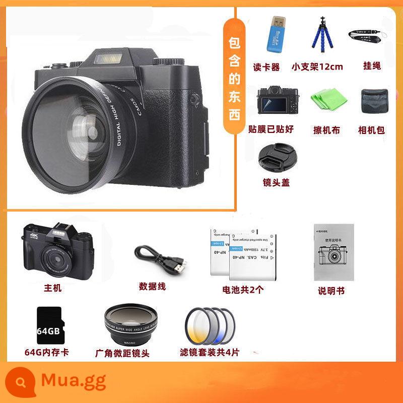 Máy ảnh kỹ thuật số 48 -Megapixel có mục nhập WiFi -level Micro -single -eyed Camera 4K Máy ảnh selfie du lịch tại nhà - Cấu hình tiêu chuẩn đen + thẻ 64G + macro góc rộng + 4 bộ lọc