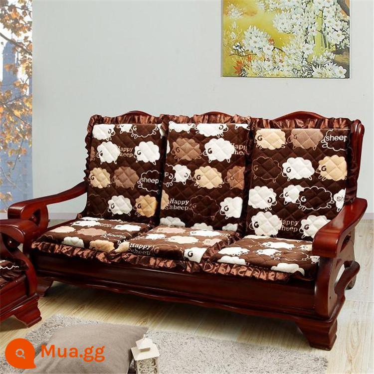 Sofa gỗ đệm có tựa lưng đệm ghế gỗ đệm một mảnh gỗ gụ thoáng mát đệm ghế dày đệm mùa đông - cừu nhỏ