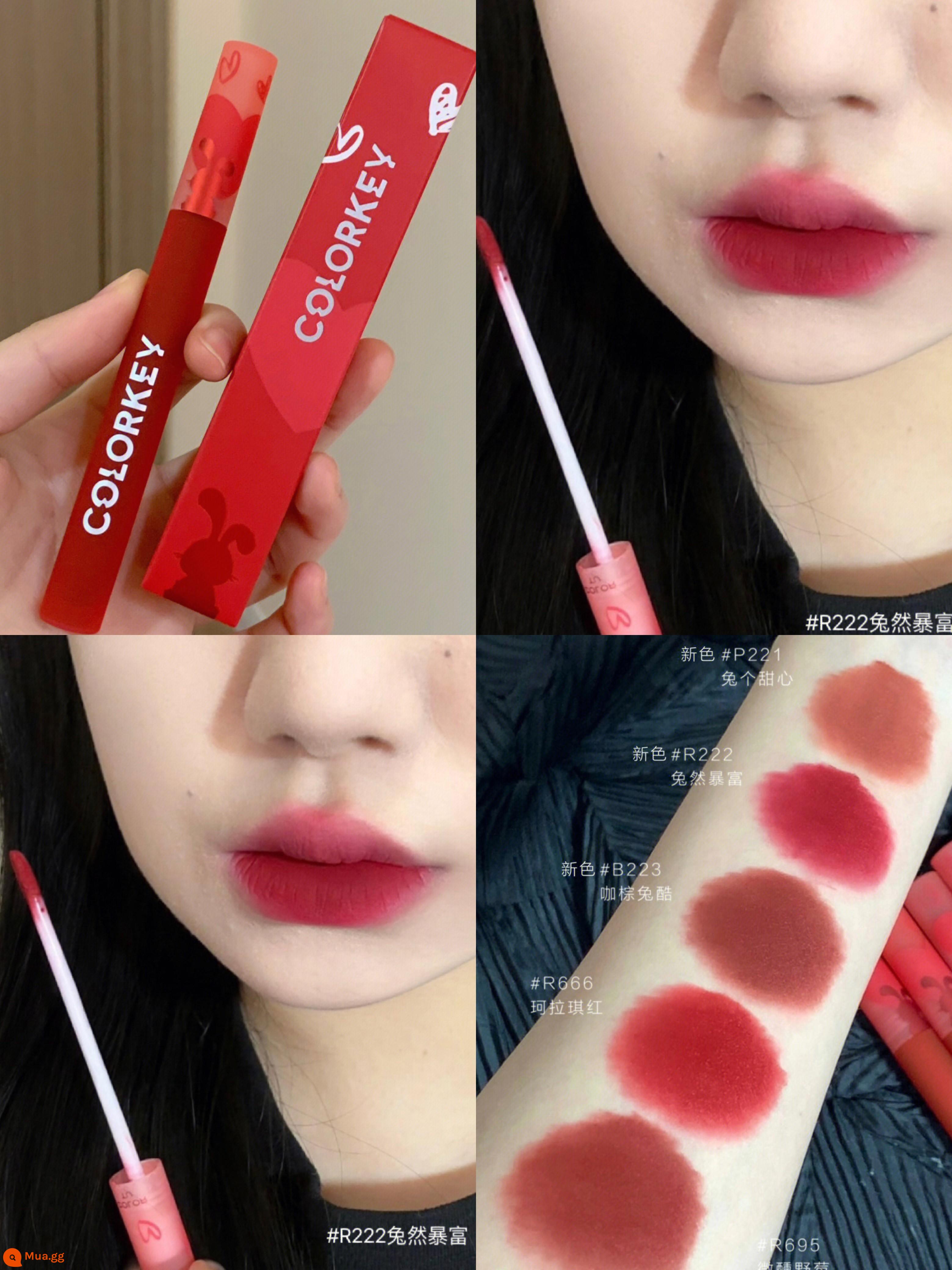 Colorkey Kelaqi Lip Men Hộp Quà Tết Tân Mão Năm Mới Có Hạn Chúc Thỏ Mini Bộ 6 Quà Tết - [Velvet]R222# Thỏ làm giàu, Năm Mão phiên bản giới hạn