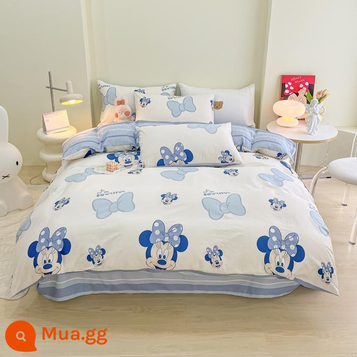 Lựa chọn Nanfeng [Ủy quyền chính hãng] Disney Youcai Cotton Home Bed Ký túc xá bốn mảnh Bộ phim hoạt hình ba mảnh - chuột Mickey