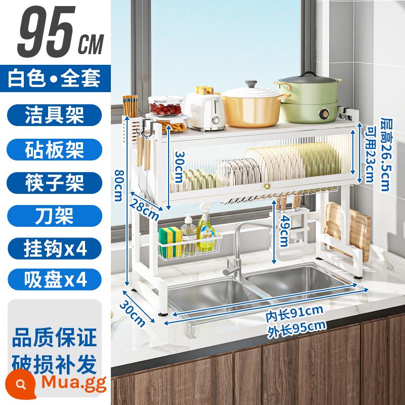 Bồn rửa nhà bếp, máy tính bảng kính viễn vọng kính thiên văn - Model cố định [95cm trắng] 4 móc + bộ phụ kiện cao cấp