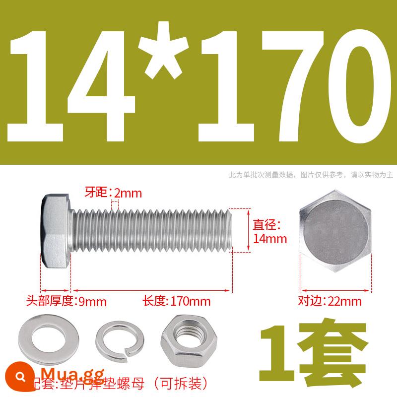 Bộ ốc vít và đai ốc lục giác bên ngoài bằng thép không gỉ 304 Bộ bu lông và ốc vít mở rộng M4M5M6M8M10M12 - M14*170(1 bộ)