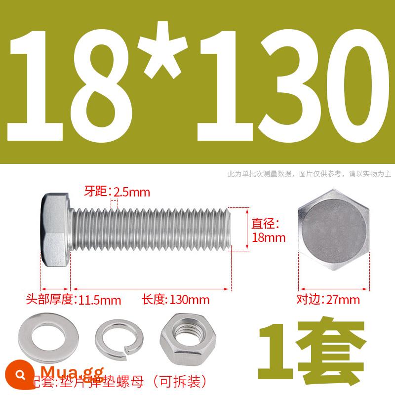 Bộ ốc vít và đai ốc lục giác bên ngoài bằng thép không gỉ 304 Bộ bu lông và ốc vít mở rộng M4M5M6M8M10M12 - M18*130(1 bộ)