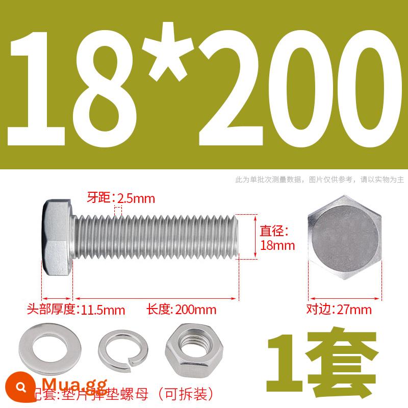 Bộ ốc vít và đai ốc lục giác bên ngoài bằng thép không gỉ 304 Bộ bu lông và ốc vít mở rộng M4M5M6M8M10M12 - M18*200(1 bộ)