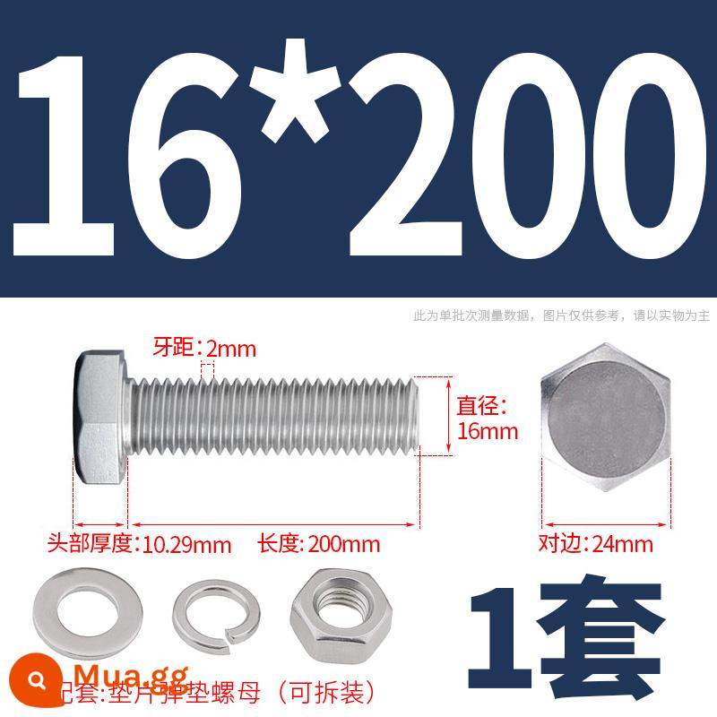 Bộ ốc vít và đai ốc lục giác bên ngoài bằng thép không gỉ 304 Bộ bu lông và ốc vít mở rộng M4M5M6M8M10M12 - M16*200(1 bộ)