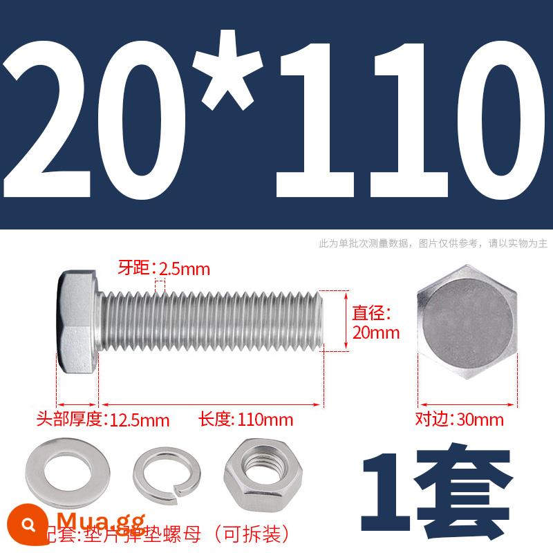 Bộ ốc vít và đai ốc lục giác bên ngoài bằng thép không gỉ 304 Bộ bu lông và ốc vít mở rộng M4M5M6M8M10M12 - M20*110(1 bộ)