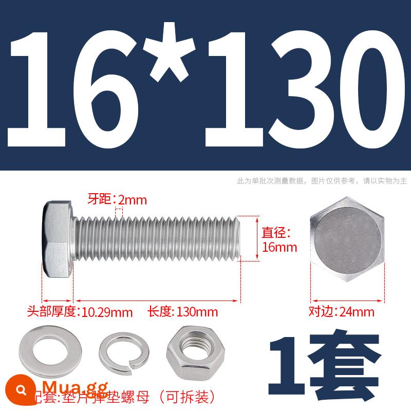 Bộ ốc vít và đai ốc lục giác bên ngoài bằng thép không gỉ 304 Bộ bu lông và ốc vít mở rộng M4M5M6M8M10M12 - M16*130(1 bộ)