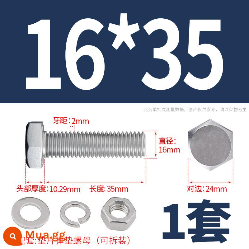 Bộ ốc vít và đai ốc lục giác bên ngoài bằng thép không gỉ 304 Bộ bu lông và ốc vít mở rộng M4M5M6M8M10M12 - M16*35(1 bộ)