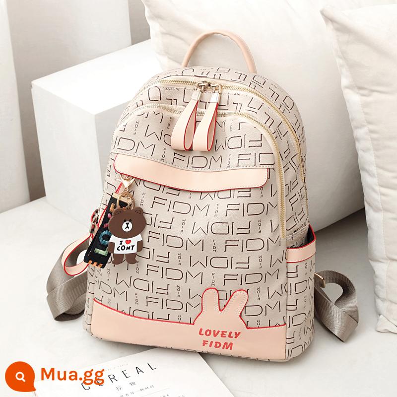 Ba lô nữ 2022 Thời trang mới Tide Ladies Ladies Backpack Túi nhỏ Travel Large -capacity Student School - màu trắng kem