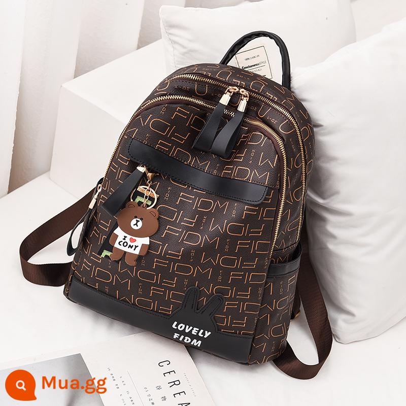 Ba lô nữ 2022 Thời trang mới Tide Ladies Ladies Backpack Túi nhỏ Travel Large -capacity Student School - Cà phê lớn với màu đen