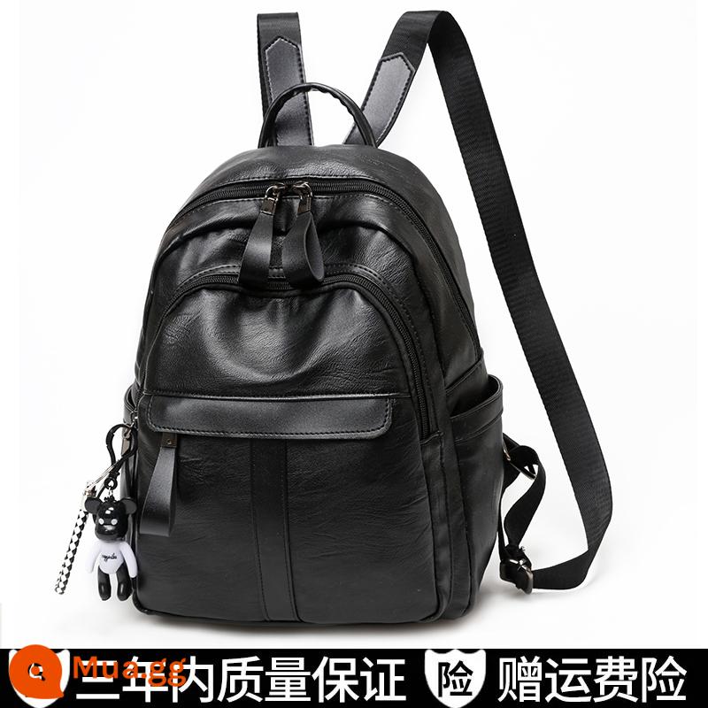 Túi trở lại Nữ 2022 Thời trang mới Phiên bản Hàn Quốc của Backpack Da Bag Bag Wild Bag Versatile Túi lớn học sinh học sinh học sinh học lớn - Da mềm màu đen size nhỏ [31CM*26CM]