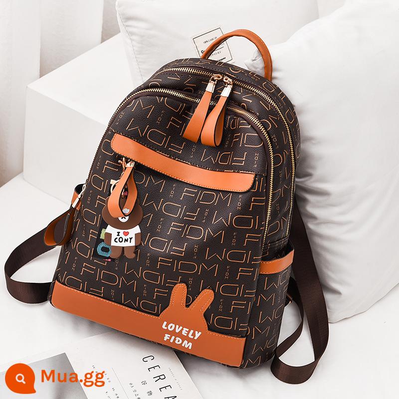 Ba lô nữ 2022 Thời trang mới Tide Ladies Ladies Backpack Túi nhỏ Travel Large -capacity Student School - Cà phê lớn có màu vàng đất