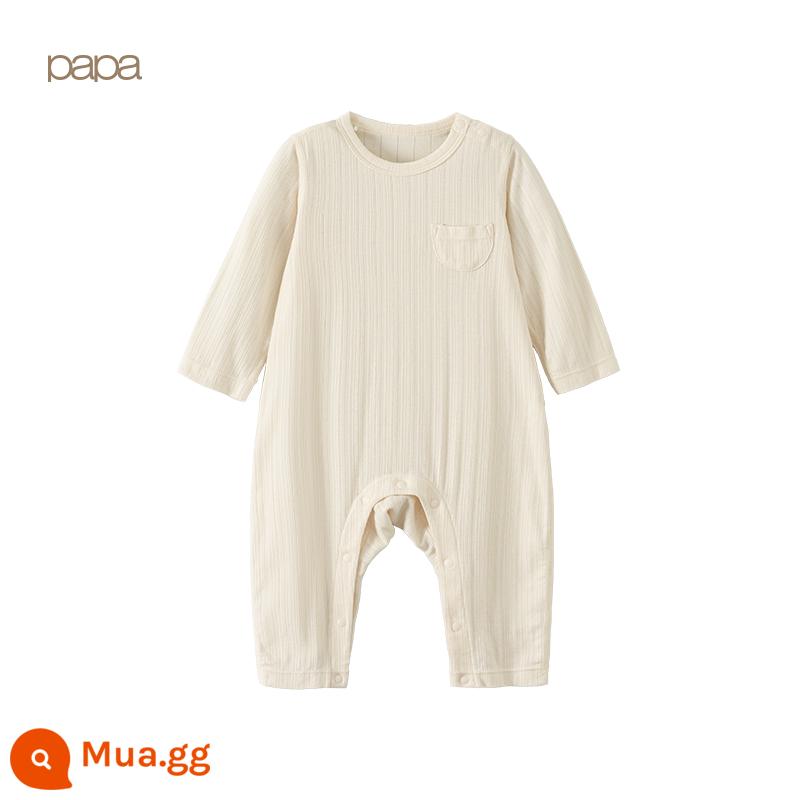 [QQ Cotton] Papa leo mùa xuân mới dành cho nam và nữ túi trẻ em áo liền quần tập bò cho bé sơ sinh ở nhà - màu bột yến mạch