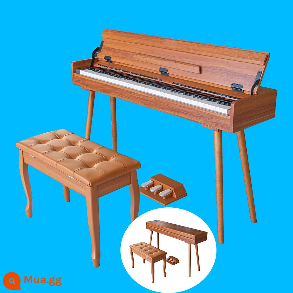 Bàn Schumanjia Đàn Piano Ngăn Kéo Gỗ Chắc Chắn Đàn Piano Điện Tử Búa 88 Phím Cho Người Lớn, Trẻ Em, Người Mới Bắt Đầu, Di Động - (Có nắp) Nâu đậm + Ghế đẩu Sản phẩm mới