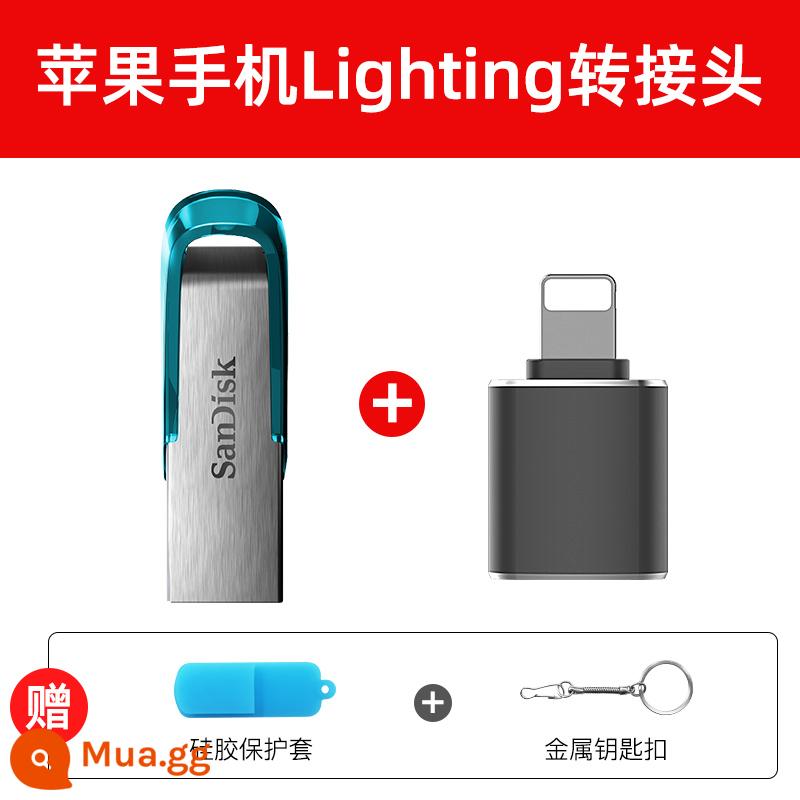 SanDisk U disk 64g flash tốc độ cao USB3.0 CZ73 64GUSB ổ đĩa flash kim loại mã hóa tùy chỉnh chữ xe hơi 64g - CZ73-64GB Blue + Bộ chuyển đổi ánh sáng Apple