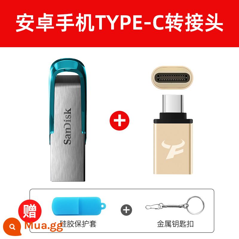 SanDisk U disk 64g flash tốc độ cao USB3.0 CZ73 64GUSB ổ đĩa flash kim loại mã hóa tùy chỉnh chữ xe hơi 64g - CZ73-64GB Blue + Bộ chuyển đổi Type-C cho điện thoại di động