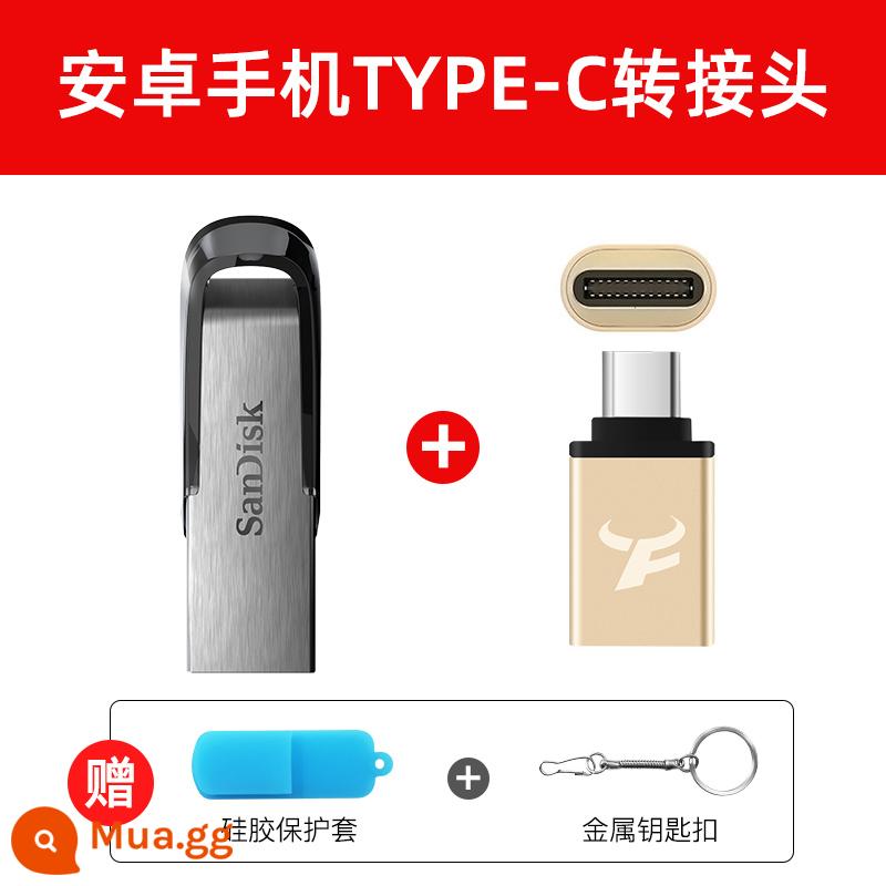 SanDisk U disk 64g flash tốc độ cao USB3.0 CZ73 64GUSB ổ đĩa flash kim loại mã hóa tùy chỉnh chữ xe hơi 64g - CZ73-64GB Đen + Bộ chuyển đổi Type-C cho điện thoại di động