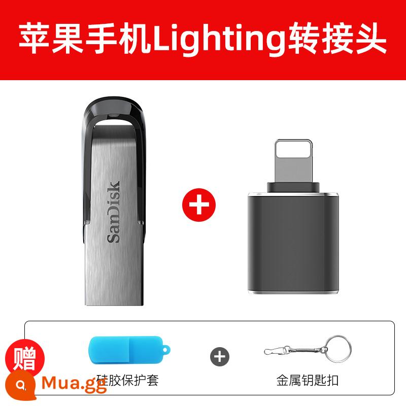 SanDisk U disk 64g flash tốc độ cao USB3.0 CZ73 64GUSB ổ đĩa flash kim loại mã hóa tùy chỉnh chữ xe hơi 64g - CZ73-64GB Đen+Bộ chuyển đổi đèn Apple