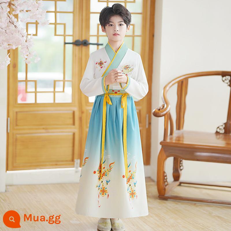 61 trẻ em Hanfu quần áo biểu diễn văn hóa Trung Quốc cuốn sách trang phục cổ đại nam sinh và học sinh tiểu học phong cách dân tộc quần áo khiêu vũ cổ điển nữ Xia Xian - Hán phục nam Kỳ Lâm