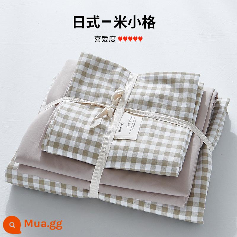 Bộ 4 bộ chăn ga gối cotton nguyên chất ga trải giường vỏ chăn chần gòn 2 học sinh 3 ký túc xá giường đơn 3 món - Mi Tiểu Ca