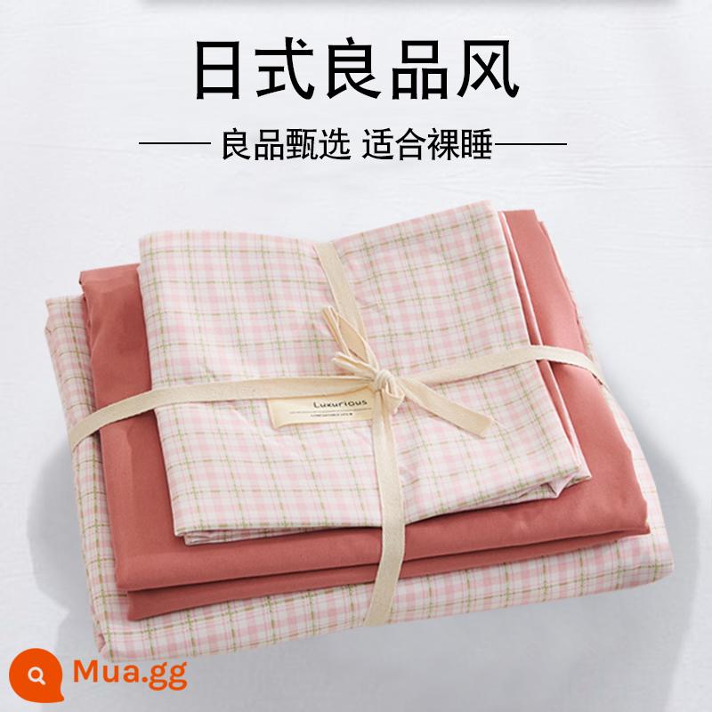 Bộ 4 mùa hè nguyên chất giặt sạch cotton chăn ga gối vỏ chăn chải 2 học sinh 3 ký túc xá giường đơn 3 món - bột cô gái