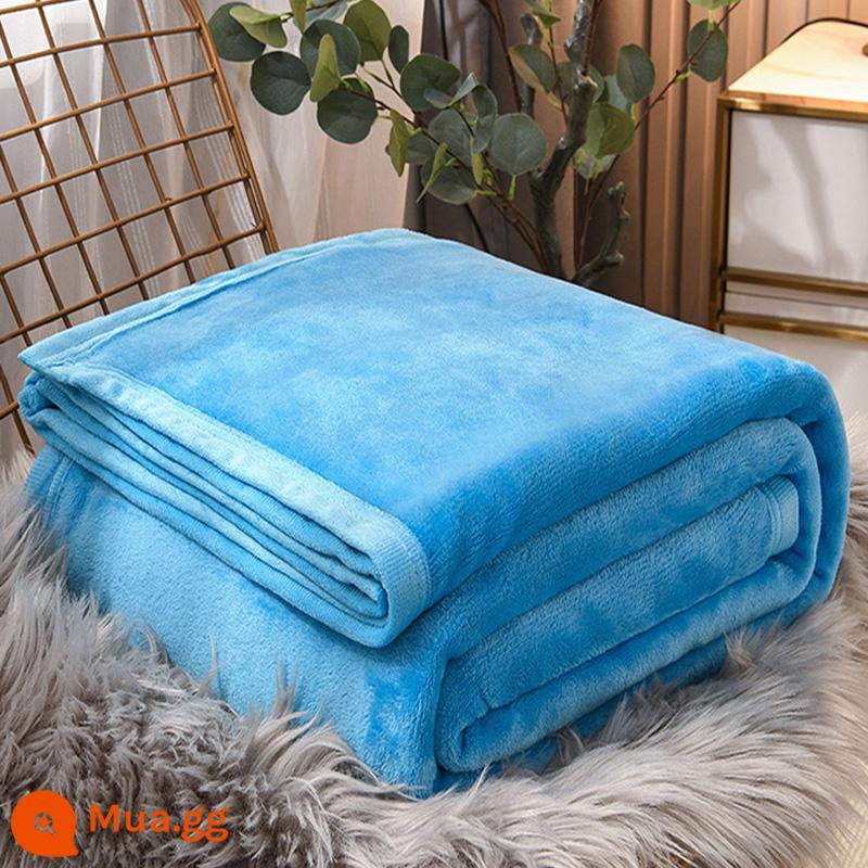 Dép Nỉ San Hô Chăn Giường Chăn Khăn Chần Gòn Sofa Chăn Ngủ Trưa Văn Phòng Chăn Mùa Đông Dày Tấm - trời xanh