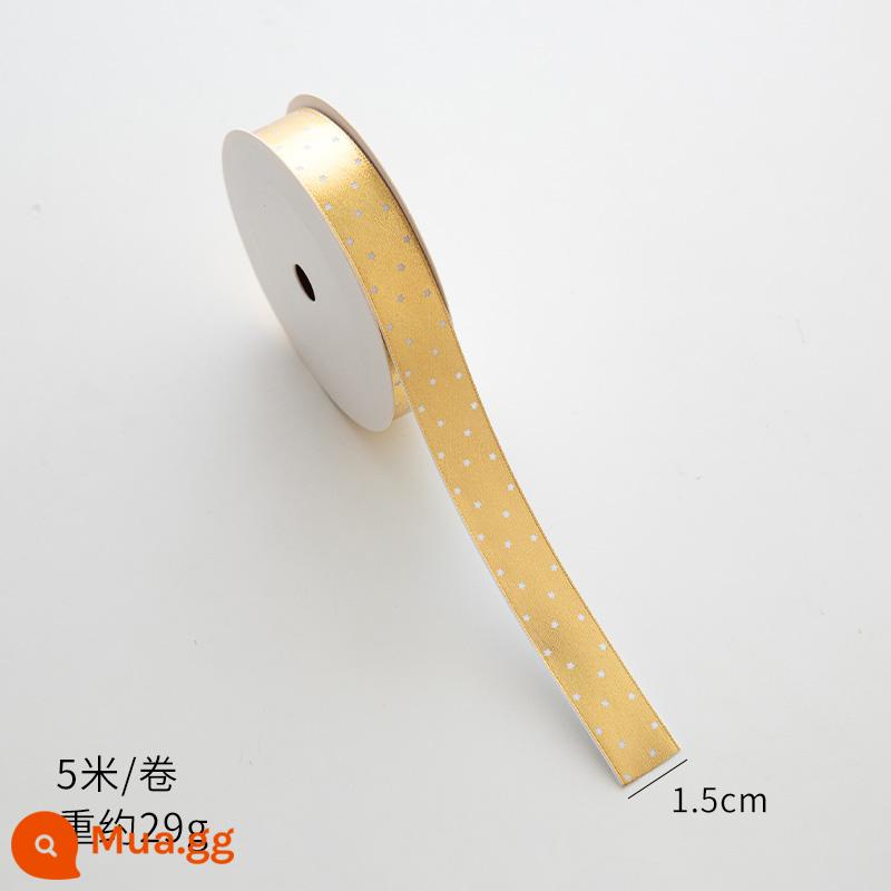 Nuoqi 5m thư Giáng sinh ribbon ribbon diy hộp quà tặng bao bì bowknot nung ruy băng đồ trang trí Giáng sinh - Sao vàng 1,5 cm