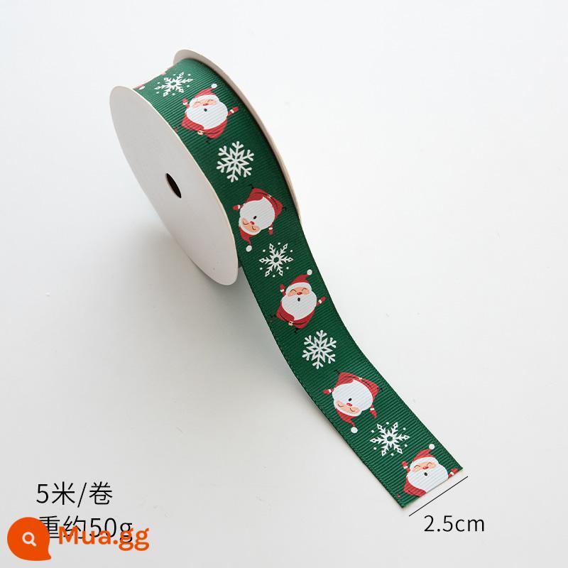 Nuoqi 5m thư Giáng sinh ribbon ribbon diy hộp quà tặng bao bì bowknot nung ruy băng đồ trang trí Giáng sinh - Ông già bông tuyết xanh 2,5cm