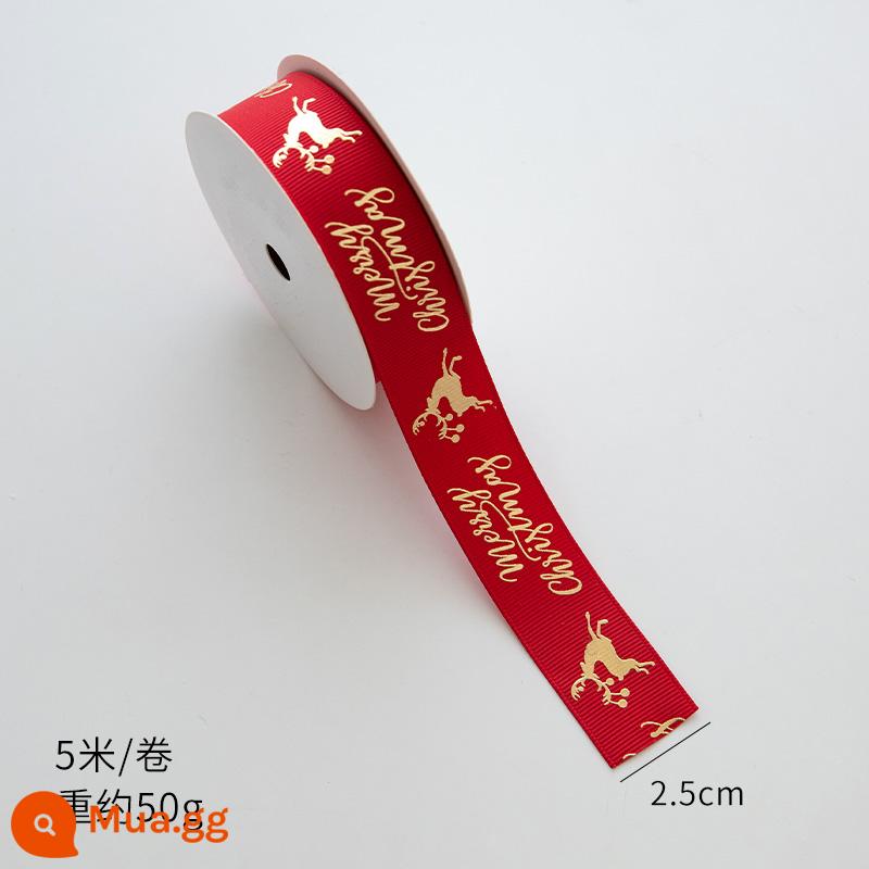 Nuoqi 5m thư Giáng sinh ribbon ribbon diy hộp quà tặng bao bì bowknot nung ruy băng đồ trang trí Giáng sinh - Chữ ren đỏ 2,5cm