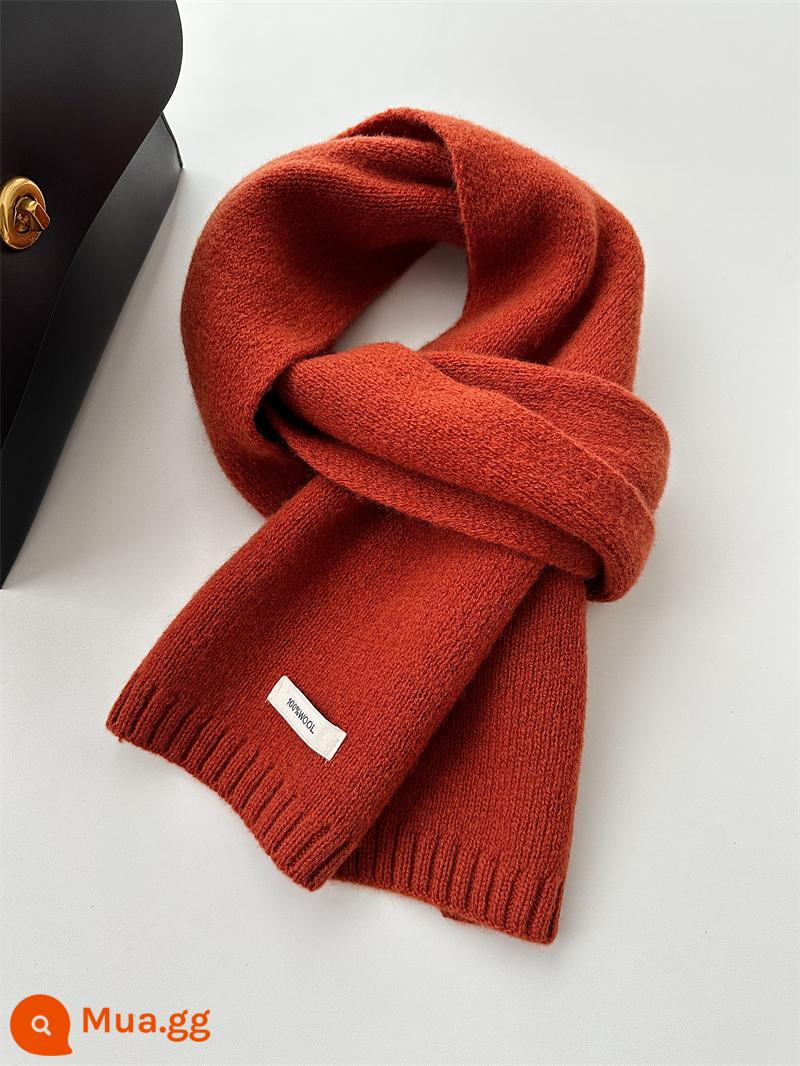 Khăn len cừu nguyên chất Úc chọn lọc 100% khăn cashmere mới màu trơn đa năng khăn quàng dệt kim ấm áp mùa đông dành cho nam và nữ - Chích W-Red [Len Nguyên Chất Úc]