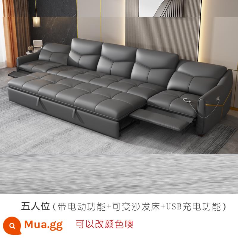 Điện Đa Năng Sofa Giường Đôi Có Thể Thu Vào Hàng Thẳng 4 Chỗ Phòng Khách Căn Hộ Nhỏ Đầu Sofa Da Lớp Da Bò - 3,4 mét cho năm người (2 chức năng + giường sofa)