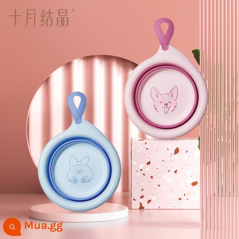 Tháng 10 chậu rửa mặt kết tinh cho bé sơ sinh rửa chân và xì hơi chậu nhỏ mini có thể gập lại chậu treo nhỏ cho trẻ em - 2 miếng [rửa mặt + rửa chân]