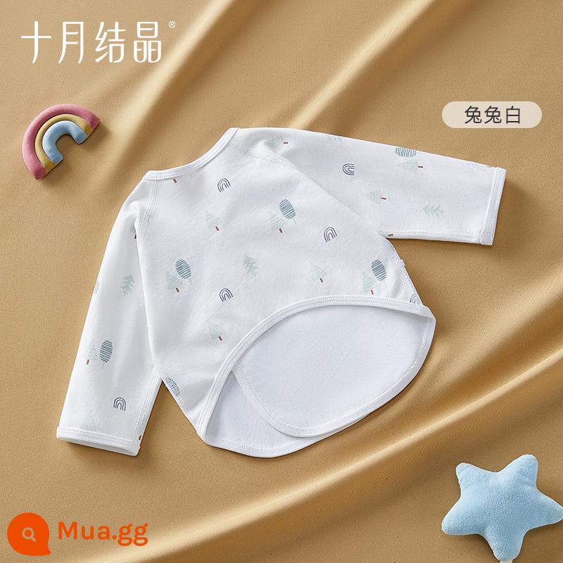 Tháng 10 kết tinh quần áo nửa lưng quần áo cotton nguyên chất sơ sinh nhà sư quần áo quần áo mùa hè mỏng sơ sinh MỘT lớp 0-3-6 - Bốn Mùa - Thỏ Trắng