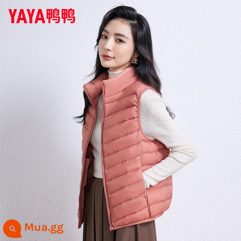 Vịt Xuống Áo Vest Nữ Mỏng Ngắn Cổ Áo Đứng Mùa Đông 2023 Mới Phong Cách Hot Di Động Phong Cách Hàn Quốc Thời Trang - màu đỏ tươi