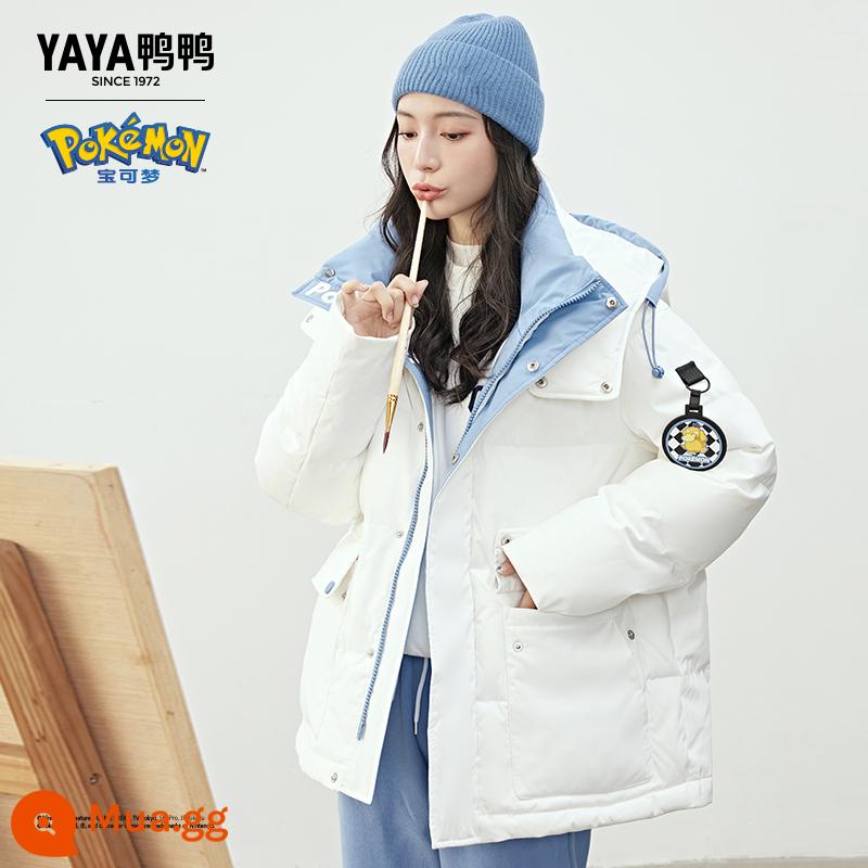 [Dòng Pokémon YAYA] Ngôi sao cùng phong cách Zhao Lusi Duck Duck Down Áo khoác trùm đầu thời trang nữ dài vừa C - Màu trắng, kiểu dáng giống nhau cho nam và nữ