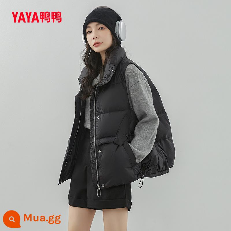 Vịt Xuống Áo Vest Nữ Mùa Thu Đông 2023 Mới Phong Cách Hot Ngắn Cổ Áo Đứng Đa Năng Thoải Mái Ấm Top J - đen 1