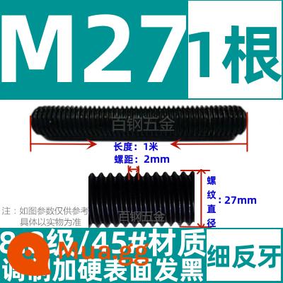 Thanh vít cường độ cao 8,8/10,9/12,9 thanh ren đầy đủ lớp ren vít đầy ren M6M8M10-M64 - Ren ngược mỏng M27*2 ren*1 mét