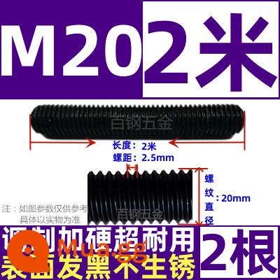 Thanh vít cường độ cao 8,8/10,9/12,9 thanh ren đầy đủ lớp ren vít đầy ren M6M8M10-M64 - M20*2 mét (2 cái)