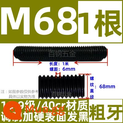 Thanh vít cường độ cao 8,8/10,9/12,9 thanh ren đầy đủ lớp ren vít đầy ren M6M8M10-M64 - Cấp 10,9 M68*1 mét