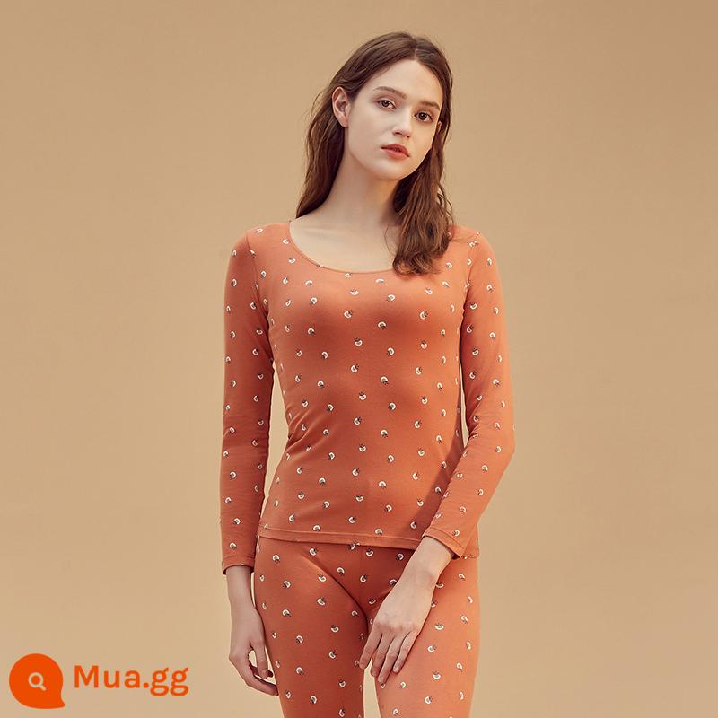 Top Guagua Qiuyi Quần Vệ Sinh Nữ In Hình Đáy Áo Len Cotton Thu Đông Cơ Thể Sưởi Ấm Quần Áo Phù Hợp Với Nữ YS2 - 11010 Đu Đủ Cam-Nữ