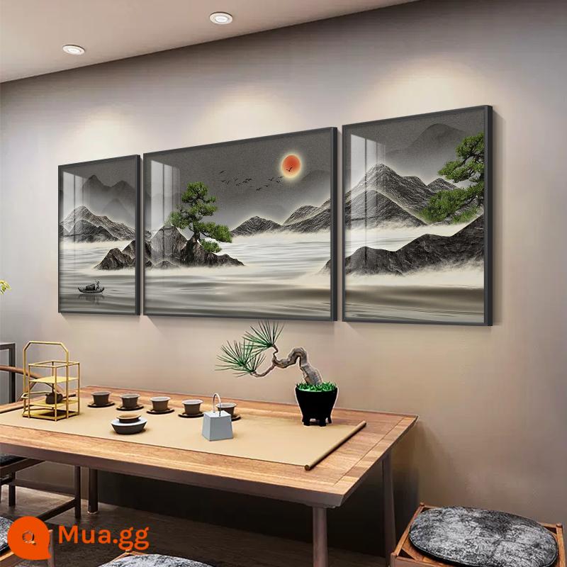 Hoan nghênh Songxin phong cách Trung Quốc phòng khách tranh trang trí bộ ba Zen phòng trà sofa nền tranh treo tường nghiên cứu phong cảnh tranh treo - Núi sông hùng vĩ D