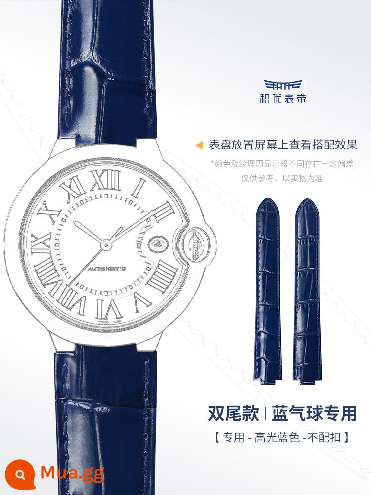 Jiyou Dây Đồng Hồ Cartier Dây Da Nam Dây Da Đồng Hồ Nữ Mẫu Thích Hợp Cho Xe Tăng Cartier Blue Balloon Phụ Kiện - Sapphire-không có khóa