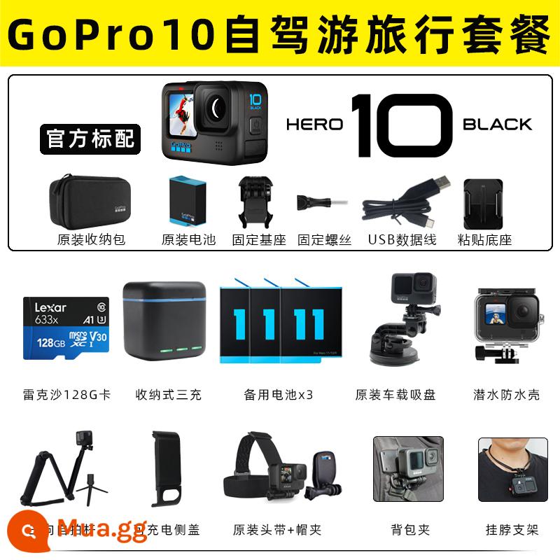 Camera thể thao GoPro10 trượt tuyết ngoài trời Video câu cá Luya chú chó đen ten go pro9 camera 5k dưới nước - Gói du lịch tự lái GoPro10 của Ngân hàng Quốc gia