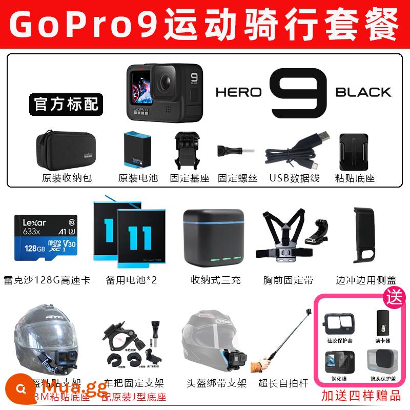 Camera thể thao GoPro HERO10/11/9 Luya cưỡi ngựa ngoài trời camera đi câu cá chuyên nghiệp dog 9 - Gói đạp xe thể thao GoPro9 của Ngân hàng Quốc gia