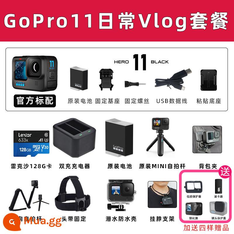 Camera thể thao GoPro HERO10/11/9 Luya cưỡi ngựa ngoài trời camera đi câu cá chuyên nghiệp dog 9 - Gói Vlog hàng ngày GoPro11 của Ngân hàng Quốc gia