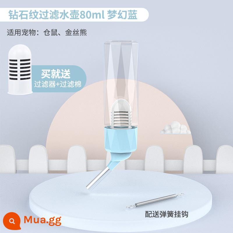 Thú cưng thỏ Shangtian đài phun nước uống tự động cho ăn và uống nước cho chuột hamster chinchilla chuột lang bóng đặc biệt bình nước nguồn cung cấp chai - [Lọc Nước] Ấm Lọc Họa Tiết Kim Cương - 80ml - Xanh Fantasy