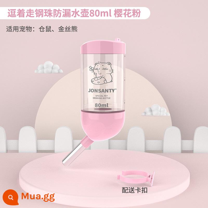 Thú cưng thỏ Shangtian đài phun nước uống tự động cho ăn và uống nước cho chuột hamster chinchilla chuột lang bóng đặc biệt bình nước nguồn cung cấp chai - [Hamster Khuyến Nghị] Bình Nước Chống Rò Rỉ Chính Hãng - 80ml - Bột Sakura